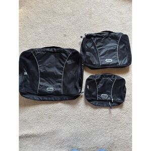 eBags Classic Packing Cubes 3 Piece Travel Set Black Nylon Mesh Organizers